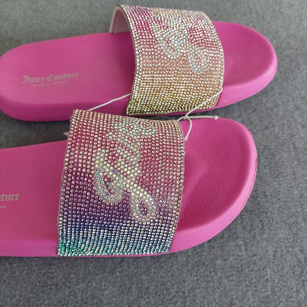 Juicy Couture Rosemead Rainbow Rhinestone Slides - NWT Size 3 / Fits Women’s 5 - Picture 5 of 5